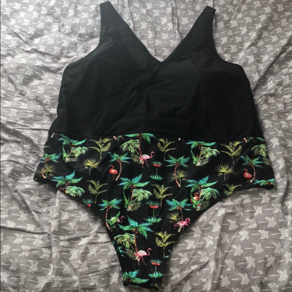 Flamingo one piece bathing suit